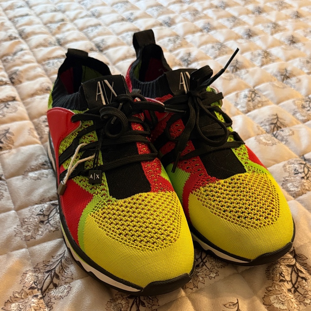 Armani Exchange Vibrant Red and Yellow Athletic Shoes